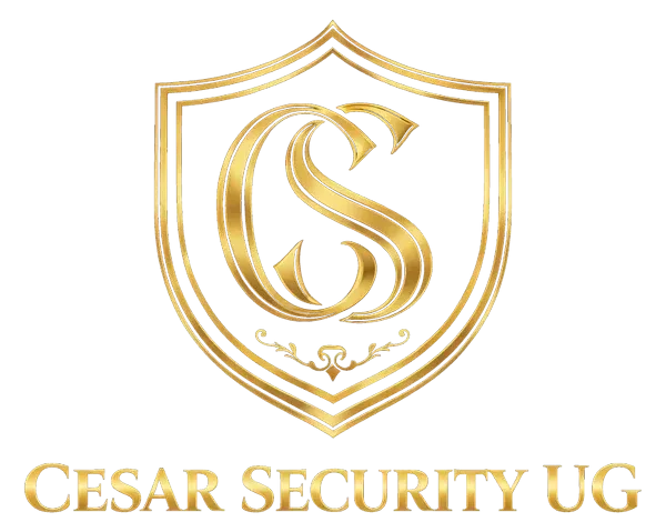 CESAR Security UG Logo — Gold-Wappen mit CS-Monogramm