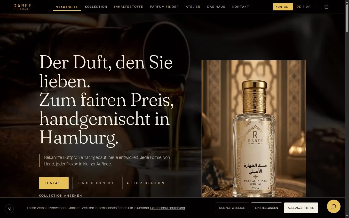 Screenshot der Rabee Perfume Website