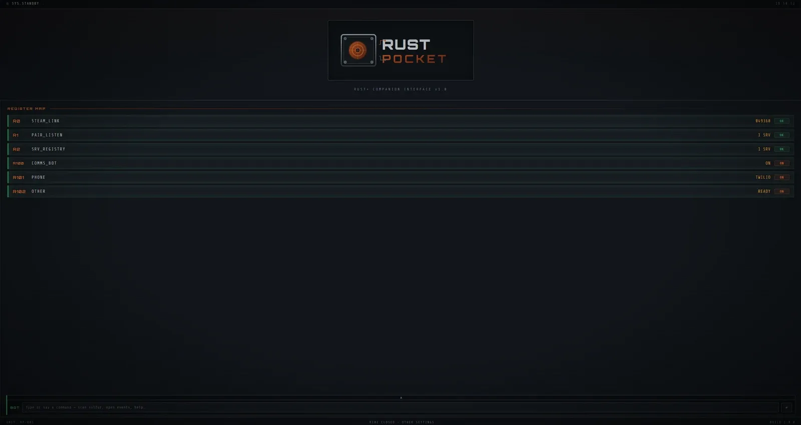 RustPocket Desktop-App: Register-Übersicht aller Module