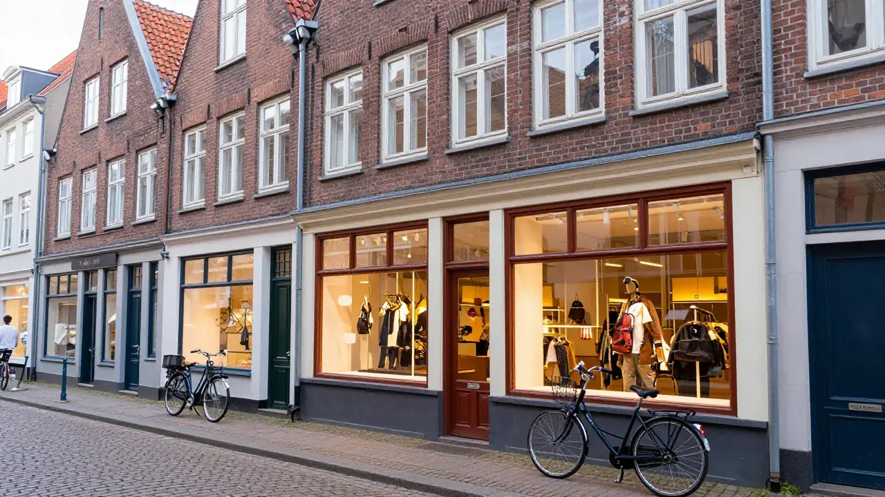 Hamburger Geschäftsstraße mit lokalen Unternehmen die professionelles Webdesign benötigen